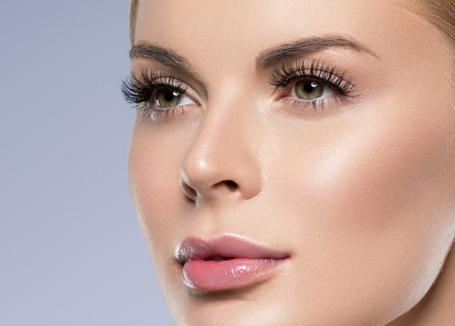Beauty face woman with beautiful lashes healthy skin
