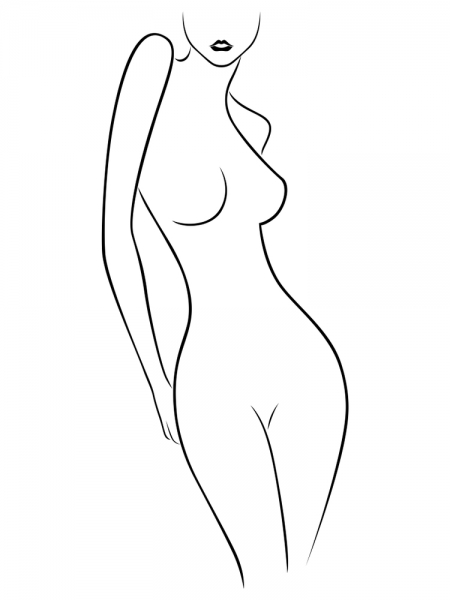 An illustration of the outline of a woman's curvy body