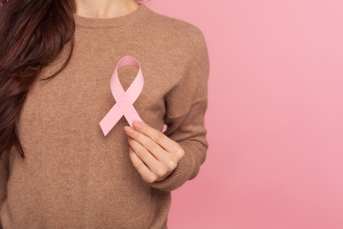 Female,Health,Check,Awareness.,Closeup,Of,Young,Woman,In,Pullover